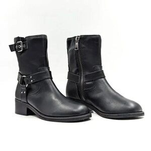 NEW | Open Edit Nordstrom Rylan Black Harness Buckle‎ Moto Combat Boot Faux 8